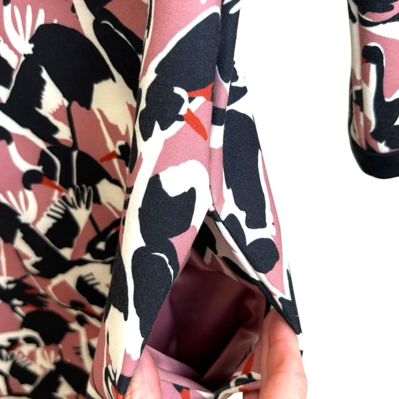 Ted Baker, Womens Shift Dress, Colour By Numbers, Crane Print - Pink Size 4 US/1 - Picture 14 of 17